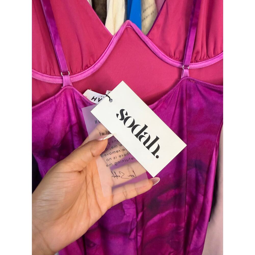 Sodah London Sweetie Maxi Dress Pink Side Slit Bodycon Sexy Size 12 Large - Picture 6 of 14